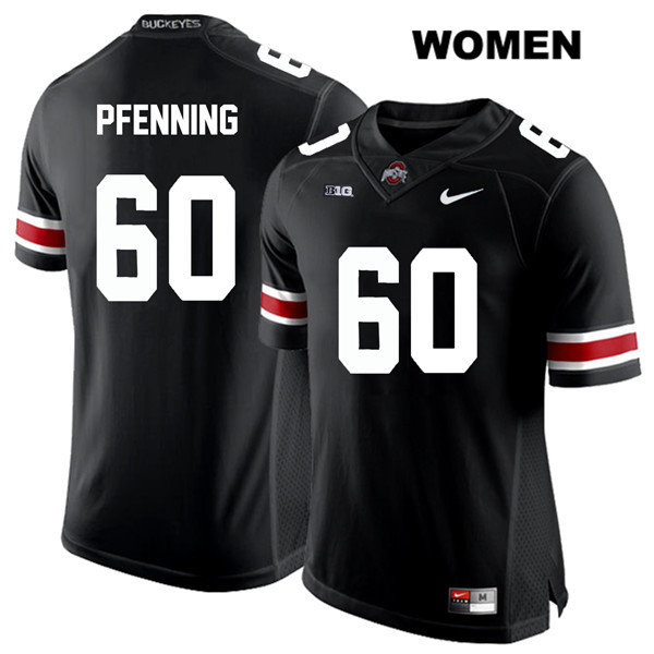 Ohio State Buckeyes Women's Blake Pfenning #60 White Number Black Authentic Nike College NCAA Stitched Football Jersey VF19J37JL